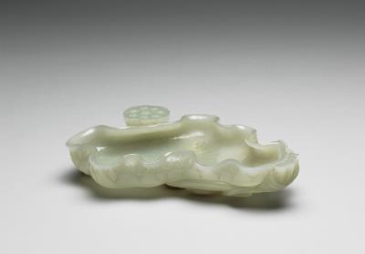 图片[2]-Jade brush washer in the shape of a lotus leaf, Qing dynasty (1644-1911)-China Archive